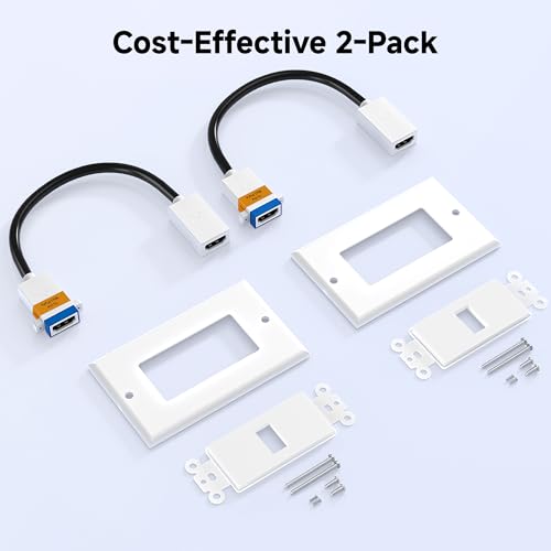 Placa de pared Cable Matters de 2 puertos en color blanco para cables y conectores 8