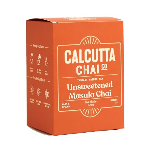 Image of Calcutta Chai Co Unsweetened Masala Chai | Instant Tea Premix | 15 Sachets | 210 Gram | Zero Added Sugar | Made With Assam Tea | Added Natural Spices