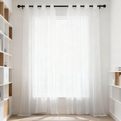 Cortinas de voile modernas con ojales, paneles blancos muy finitos de 134x98 cm para el hogar 2