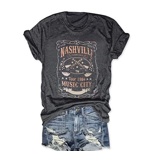 Women Nashville Shirts Vintage Country Music T Shirt Short Sleeve Rock Band Tops