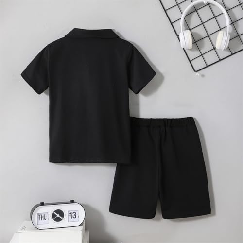 Image of Yoxindax Boys Clothes 2-Piece Casual Street Style Turn-Down Collar Half Zip Kids 4-12 Years Teen Boys Summer Outfits