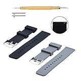 RANDONQuick Release Silicone Watch Bands Soft Rubber Watch Strap for Smart Watch,Pack of 2 (Black/Smoke Gray, 18)