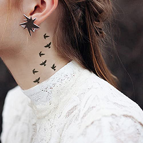 Oottati Small Cute Temporary Tattoo Black Bird (Set Of 2) #TOP2