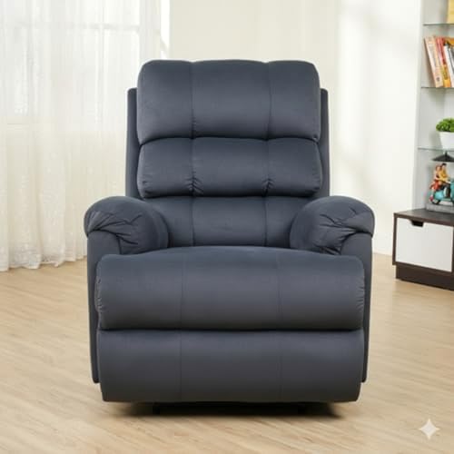 Image of 1 Seater Sofa Chair | Rocking & Revolving Motorized Recliner Lounge Chairs for Living Room Bedroom (Rocking and Revolving Manual, Hush Puffy-MN-RRR-Dark Grey)