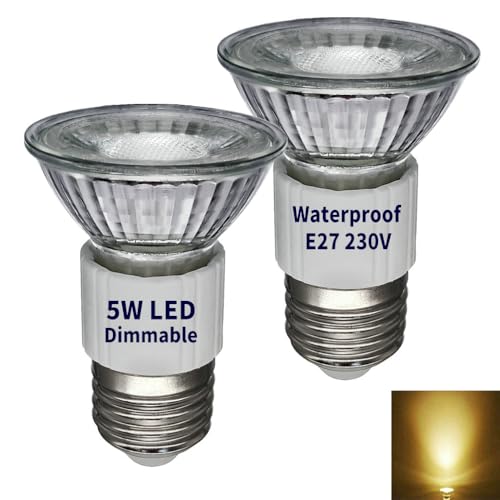 luckmax Faretto spot LED lungo PAR16 E27 dimmerabile 3000K bianco caldo,alta luminosità JDR 5W (sostituisce lampada alogena 50W-75W),angolo del fascio stretto 36°,E27 lampada spot riflettore in vetro