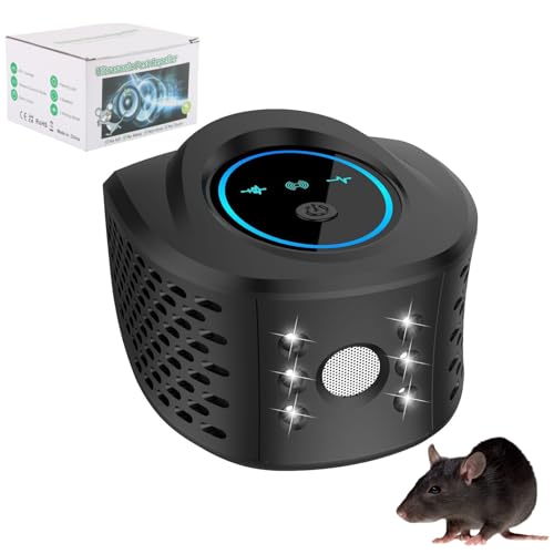 Fancysky Ultrasuoni per Topi, Dissuasori per Topi da Interno Ampia Copertura, Potente Repellente per Topi con Luce LED 3 modalità, Scaccia Topi Ultrasuoni per casa, Appartamento, Soffitta (Nero)