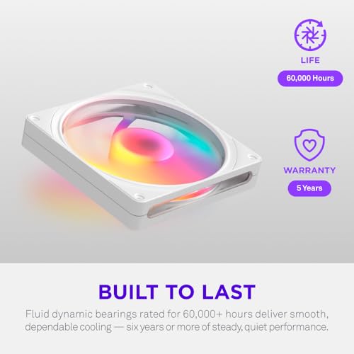 Image of NZXT F140 RGB - 140mm PWM RGB PC Case Fan, 8 LEDs - White | 140mm PWM RGB fan with vibrant 8-LED lighting and a fluid dynamic bearing. Quiet, long-lasting cooling.