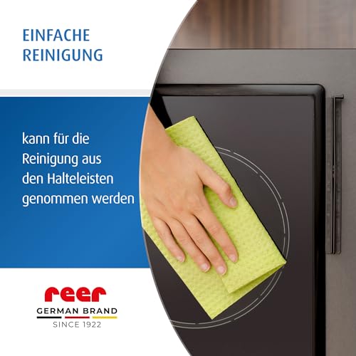 reer BASIC Herdschutzgitter | ausziehbar von 55 - 61 cm | Herdsicherung ohne Bohren | Herdgitter aus wärmeisolierendem Material | Kinder Herdschutz | Kindersicherung für Ceranfeld & Induktion
