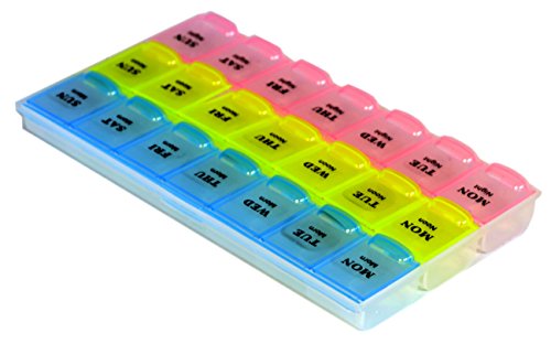 Inspirations 21 Compartments Pill Organizer Box, Medicine Remainder with Snap Lids, 7-Day AM/PM for Pills, Vitamins(6038, 21 Compartment) - Thumbnail 3