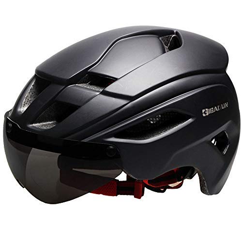 Men's and Women's Bike Helmetsï¼ŒMTB,Bicycle, Cycling Helmets cpsc Certified, Movable Lens can be resized (All Black)