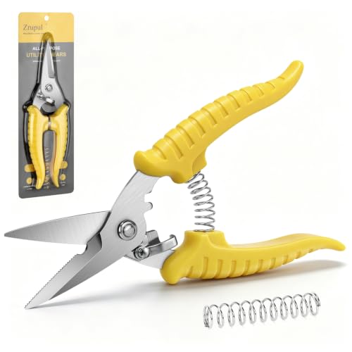 Heavy Duty Scissors, All Purpose 7-Inch Spring Loaded Utility Shears Zrupul