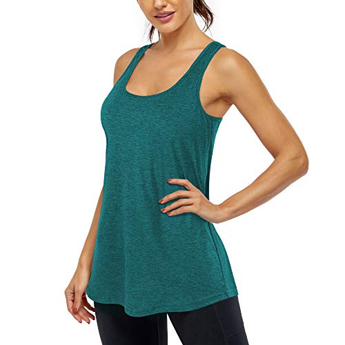Cestyle Women's Loose Racerback Tank Top With Built-In Bra For Tennis, Golf, Workout - Green, Xl #TOP2