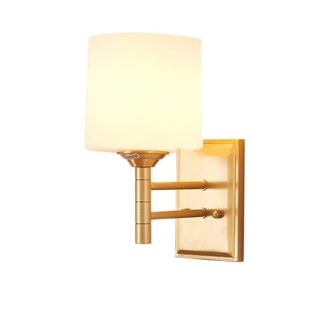 OLSKFUH Wall Lamp, Brass Cylindrical Glass Coffee Indoor Wall Light Creative Living Room Study Bedroom Bedside E27 Wall Sconce Decoration Restaurants Fixtures Wall Lamp Lighting,