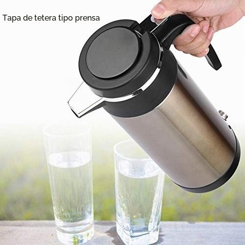 KIMISS Termo eléctrico para coche 1000ML, 12V, acero inoxidable, calentador de agua portátil, ideal para viajes, rápido y seguro