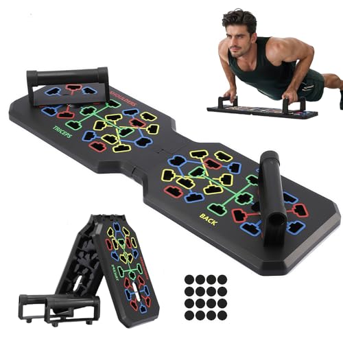 flintronic Push Up Board, 12 in 1 Multifunktionales Faltbares Push Up Rack Board, Farbcodierte Push Up Ständer für Indoor, Gym, Outdoor Muskeltraining
