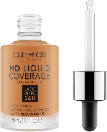 Catrice Cosmetics HD Liquid Coverage Fondotinta Viso Effetto Opacizzante, lunga durata, opacizzante, controllo della pelle grassa/controllo della lucidità, opaca (30 ml)