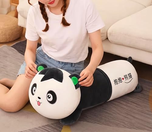 Image of Tickles Panda Soft Stuffed Plush Animal Bolster Pillow Cushion for Sofa Boys & Girls Birthday Gift (Size: 60 cm Color: Black & White)