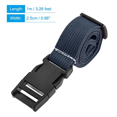 Image of MECCANIXITY Utility Strap with Buckle 1x40 Inch Polyester Quick Release Adjustable Belt for Travel Outdoor Bag Luggage Packing (Navy Blue)