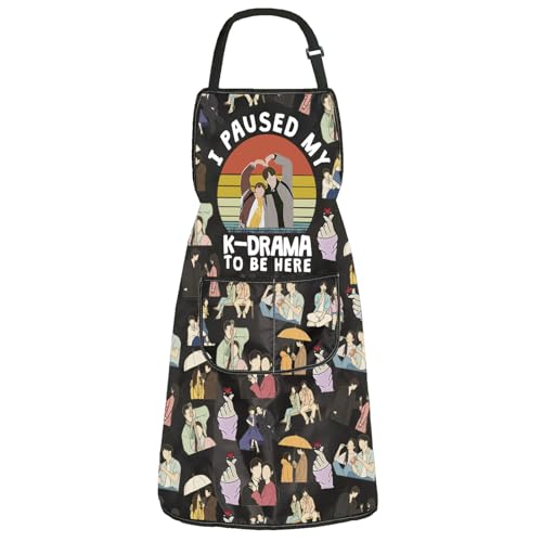 BAUNA K Drama Kitchen Apron Korean TV Show Fans Kitchen Decor K Drama Apron With Pocket Korean Lover Gift Housewarming Gift (KDrama Apron)