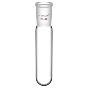 stonylab Borosilicate Glass Test Tube, 50 ml Round Bottom Test Tubes with 24/40 Joint, for Laboratory Reaction, 1 Pack