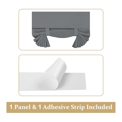 XWZO Grey Blackout Door Curtains for Door Windows, Tricia Room Darkening French Side Door Curtain, Thermal Insulated Tie Up Sidelight Shade Covering for Patio Front Door, Bedroom, 12Wx40L, 1 Panel by XWZO - Used condition - Image 6