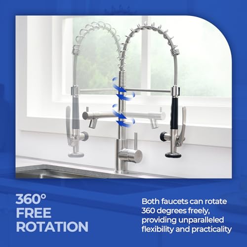 Image of WEWE Pull-Down Kitchen Faucet, Pot Filler, Brushed Nickel, Bar Sinks