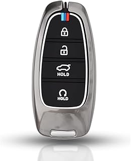 غطاء مفتاح معدني من من يو شوب ✔ متوافق مع مفتاح هونداي توكسون الذكي ذو 4 ازرار مع سلسله مفاتيح