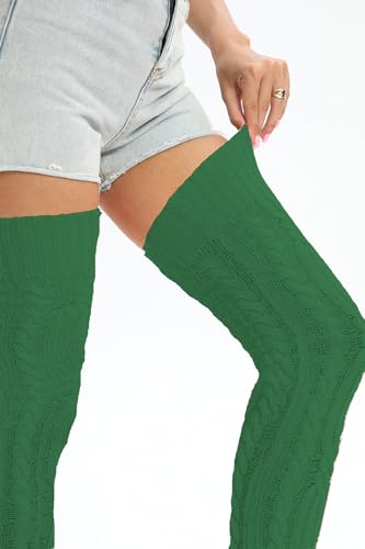 Image of YELAIVP Women's Thigh High Socks Over Knee Cable Knit Boot Stockings Winter Long Warm Leg Warmers
