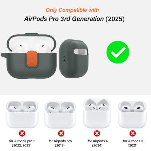 ZZDZZ Etui do AirPods Pro 3 z bezpiecznym klipsem zamykającym