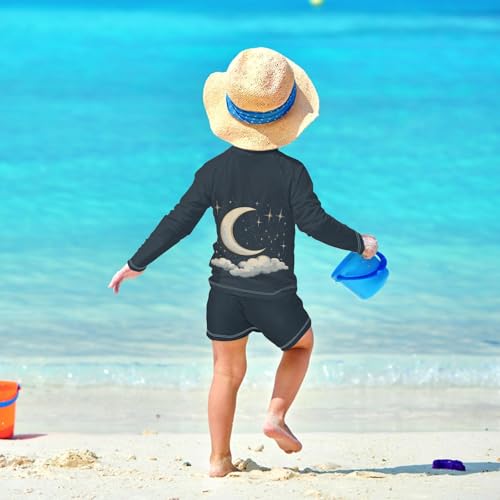 Stars Clouds Night Toddler Swimsuit Boy 3T Long Sleeve Bathing Suits Sunsuit with Swim Trunks, 2 Piece4