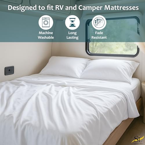Shreem Linen 3/4 Full Bunk Sheets 48x75, 100% Egyptian Cotton 4-Piece Camper Bedding Set, Fits 10-12" Deep RV Mattress, White by Shreem Linen - Used condition - Image 6
