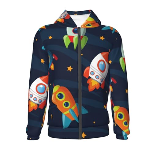 Spaceships and Stars Kid Hoodies Boys Zip Up Sweatshirts Girls Pullover with Pocket2