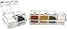 ImpiriLux Six Compartment Condiment & Spice Box Serving Set with Spoons - 2 & 4 Section Seasoning Storage Container Rack Combo Set with Removable Cruet Jars (5.75 oz capacity each)
