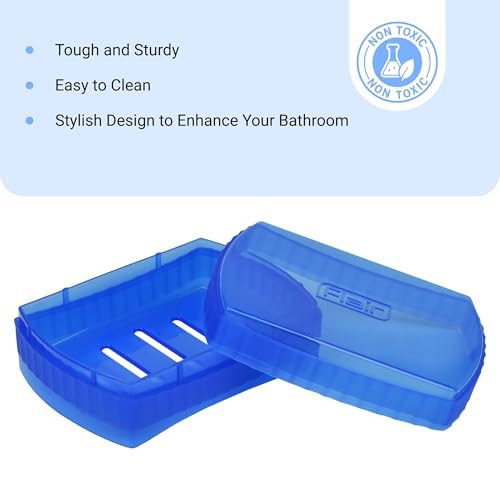 Image of FLAIR Estella Soap Case with Drainage | Reusable & Durable Soap Box | Modern Bathroom Soap Holder (1, T.Blue)