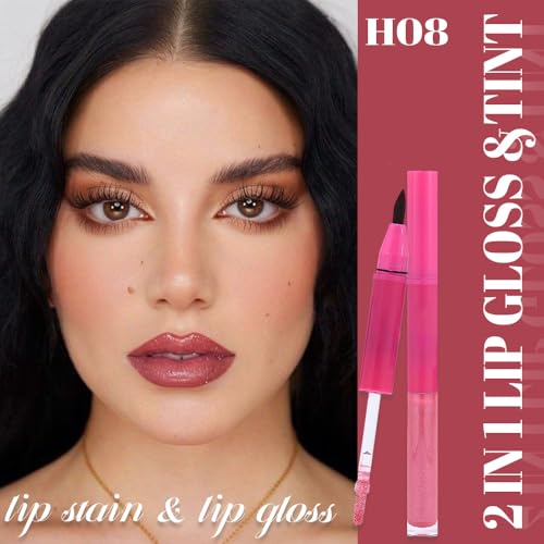 Image of evpct ‌Mauve Matte Liquid Lipstick Marker Pen Lip Liner Set with Lip Oil, Shine Finish, 2 in 1 Lipgloss Lipstick Long Lasting Waterproof for Women, Lips Color Stain 24hr Original Smudge Proof