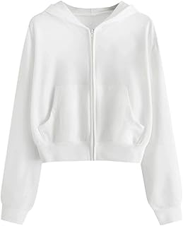 Crop Full Zip Up Hoodie Women Cute 2023 Fall Fashion y2k Clothes Teen Girl Cropped Lightweight Jacket With Hood