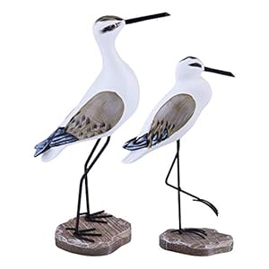 2er Set K&uuml;stendekor Holzm&ouml;we, Maritime Vogel-Deko, 35cm | Geschenk-Figuren