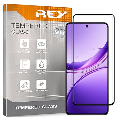 REY 2X Protector de Pantalla Curvo 3D para Vivo V50 Lite 4G/5G, Negro, Protección Completa, 3D / 4D / 5D