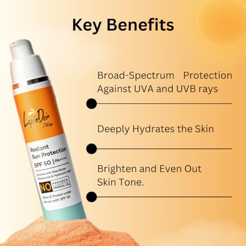 Image of LapinD'or Radiant Sun Protection SPF 50 (50 gm) | PA++++ | UVA /UVB Sunscreen Protection | Enriched with Shea Butter, Niacinamide & Hyaluronic Acid | Sunscreen SPF 50 for All Skin Types