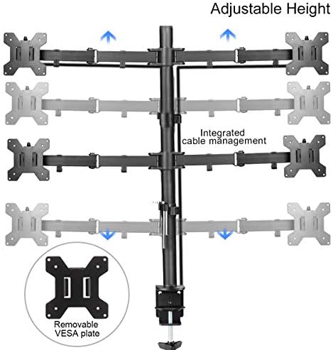Suptek Quad Monitor Arm For 13"-27" Screens | Monitor Mount Clamp Tilt Swivel Rotation(80cm Pole) MD6884