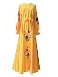 Robe Longue brodée de Fleurs Musulmanes pour Femmes Robe Noble du Moyen-Orient