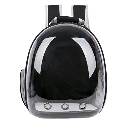 Dressnu Mochila para mascotas, bolsa de hombro transparente, bolsa portátil, transpirable, color negro