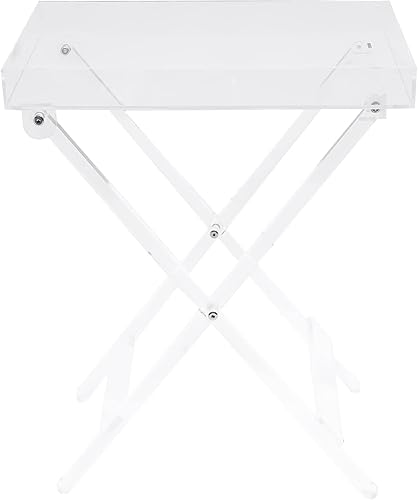 Miniatura 4 de Mesa plegable de acrílico, mesa plegable rectangular transparente, bandeja de TV plegable transparente, mesa para sofá, aperitivos, café, portátil,