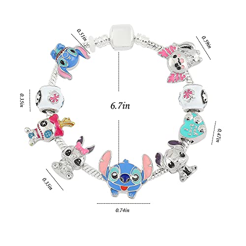 Kf Ornament Anime Stitch Charm Bracelet Jewelry - Funny Cartoon Movie Fans Bracelet Lover Inspired Gifts Jewelry Gifts For Women Girl (A, 6.7In) #TOP6