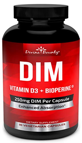 DIM Supplement 250mg with Vitamin D3 Plus BioPerine - Diindolylmethane Menopause Relief Estrogen