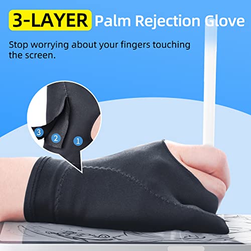 Image of [Palm Rejection] Artist Drawing Glove 4 Pack iPad Gloves for Touch Screen PC Graphics Tablet Left and Right Hand 3 Layers Padding Digital Art Stylus Glove