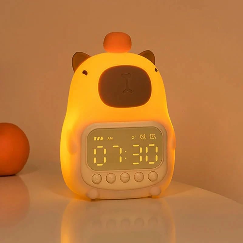 zahab Cute Silicone Teddy Bear Alarm Clock with Night Light | Warm LED Bedside Lamp with Digital Display | Rechargeable Kids Clock for Bedroom, Nursery & Desk Decor