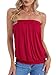 DJT Women's Tie Dye Sleeveless Stretchy Pleated Tube Top Medium Red