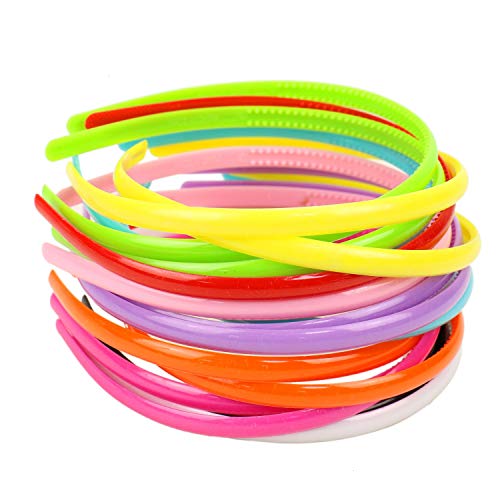 JETEHO Pack of 20 8mm Colorful Plastic Headbands with Teeth Plastic DIY Hair Accessories Headbands