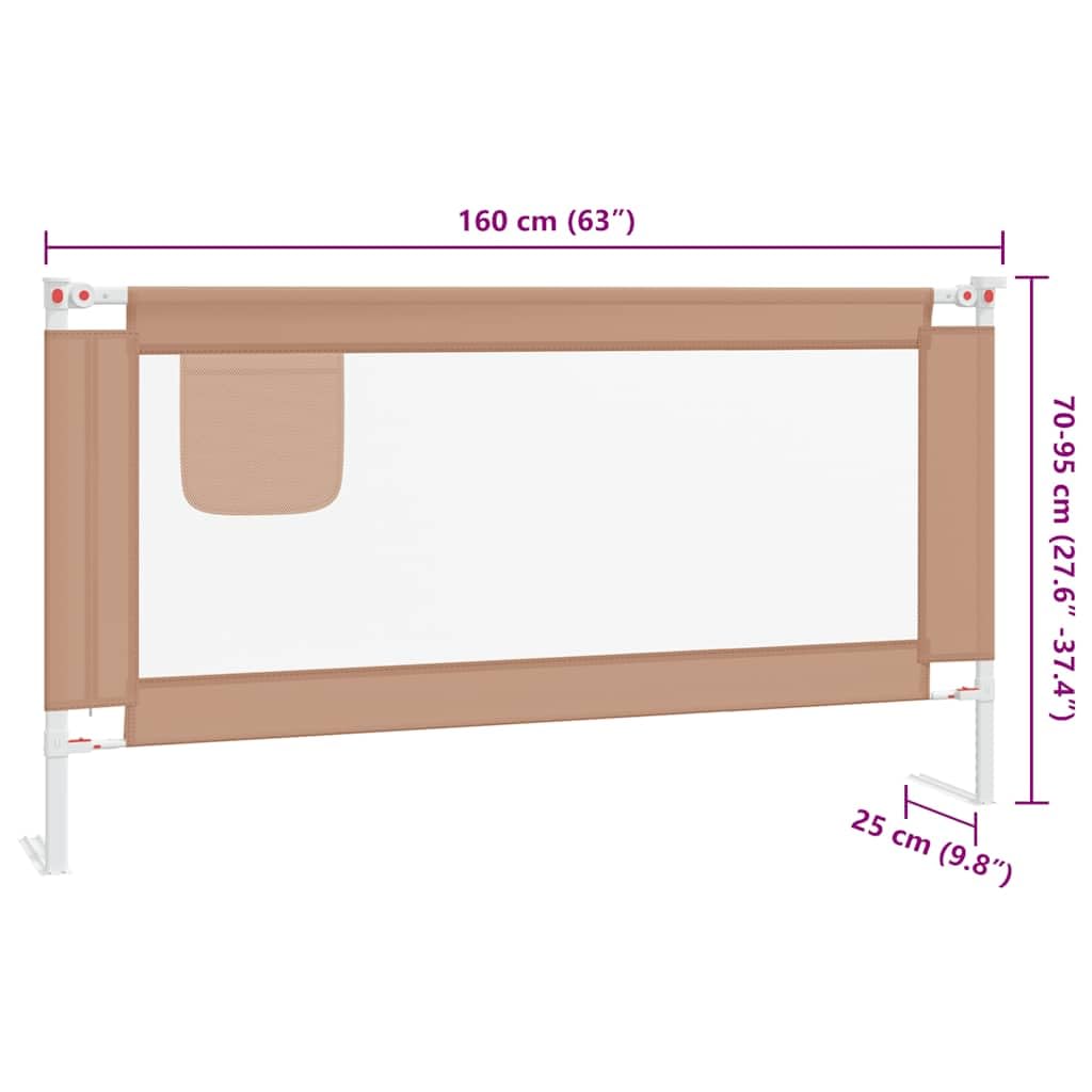 Kleinkind Bettschutzgitter Taupe 160x25 cm Stoff mit höhenverstellbarer Bettbarriere und Rausfallschutz für Kinderbett und Elternbett zur Babysicherheit im Schlafzimmer und Kinderzimmer